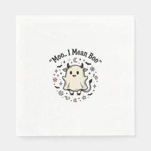 Cute Cow Ghost Halloween Moo Boo Vintage Design_1 Napkins