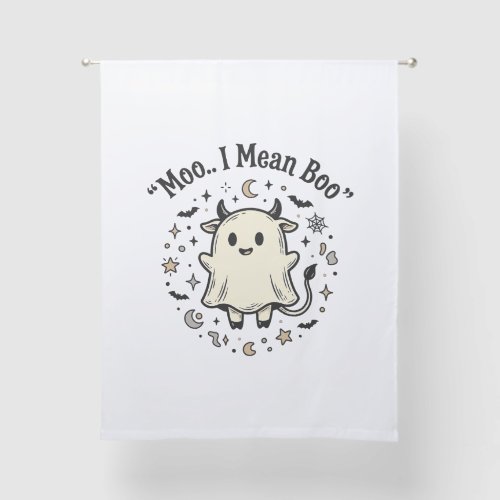 Cute Cow Ghost Halloween Moo Boo Vintage Design_1 Sheer Curtains