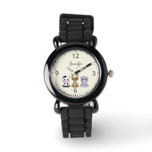 Cute cow giraffe hippo cartoon name kids watch