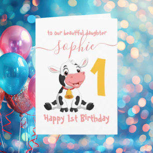 Cute Cow Girl Birthday Card