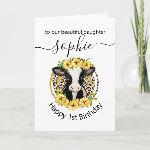 cute cow girl birthday card
