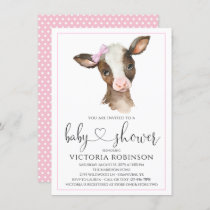 Cute Cow Girl Farm Baby Shower Invitations