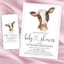 Cute Cow Girl Farm Baby Shower Invitations