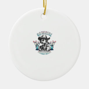 Cute Cow Girl Horse Riding Cowgirl Sunset Rider _4 Ceramic Ornament