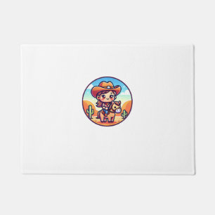 Cute Cow Girl Horse Riding Cowgirl Sunset Rider _8 Doormat