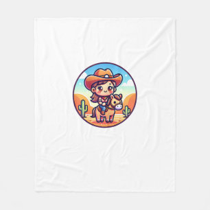 Cute Cow Girl Horse Riding Cowgirl Sunset Rider _8 Fleece Blanket