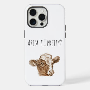 Cute Cow Head Aren't I Pretty? Quote Animal Vegan iPhone 15 Pro Max Case