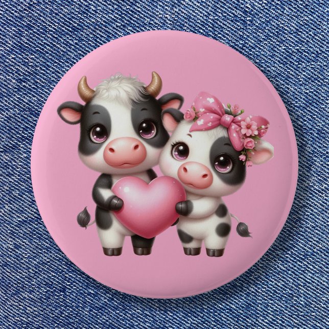 Cute Cow Heart Button (Cute Cow Heart Button)