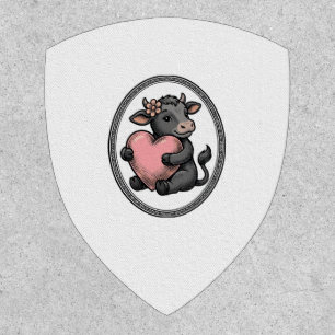 Cute Cow Heart Vintage Engraving Farm Shirt Patch
