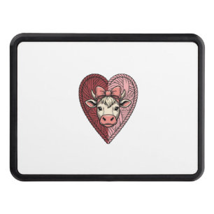 Cute Cow Heart Yarn Vintage Engraving Design_1 Hitch Cover