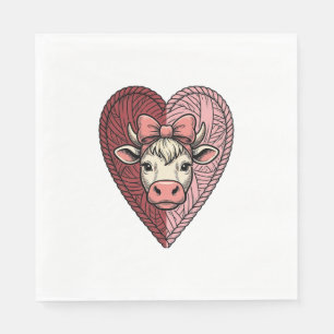 Cute Cow Heart Yarn Vintage Engraving Design_1 Napkins