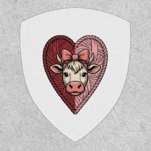 Cute Cow Heart Yarn Vintage Engraving Design_1 Patch