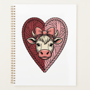 Cute Cow Heart Yarn Vintage Engraving Design_1 Planner