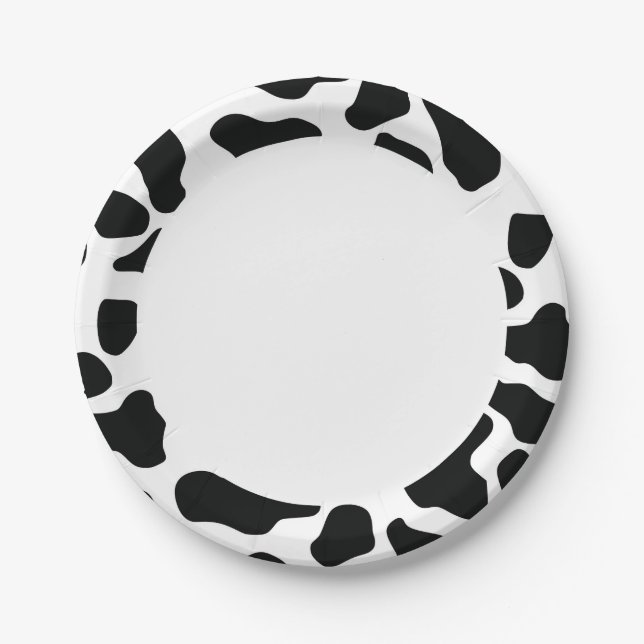 Cute Cow Hide Birthday Paper Plates (Front)