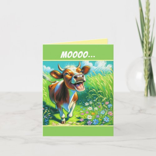 Cute Cow Illustration Mooo_chas Gracias Thank you Card