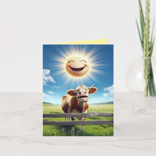 Cute Cow Illustration Mooo_chas Gracias Thank you Card