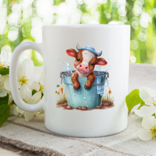 Cute Cow in a bucket Monogram Farm Personalized Coffee Mug