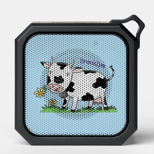 Cute cow in green field cartoon illustration bluetooth speaker
