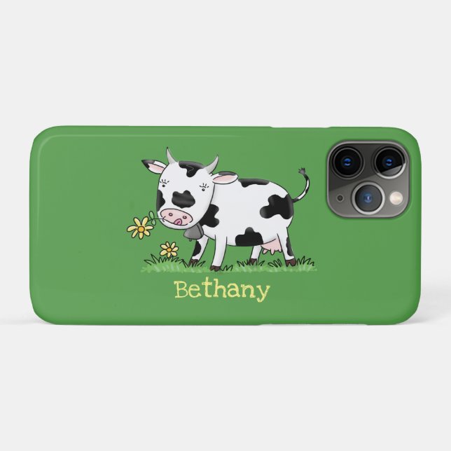 Cute cow in green field cartoon illustration Case-Mate iPhone case (Back (Horizontal))