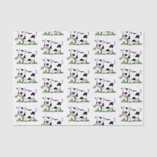 Cute cow in green field cartoon illustration tissue paper