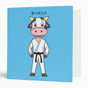 Cute cow in kung fu suit cartoon  3 ring binder