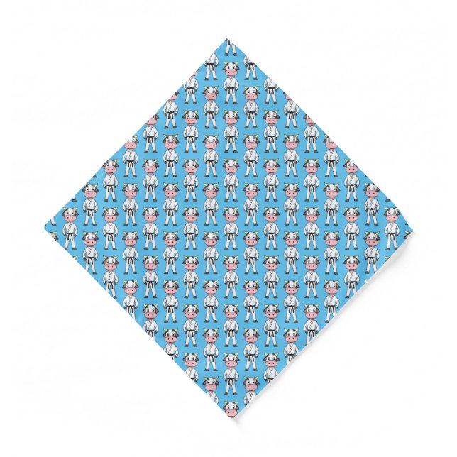 Cute cow in kung fu suit cartoon bandana (Front)