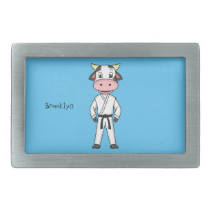 Cute cow in kung fu suit cartoon  belt buckle