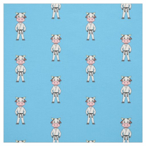 Cute cow in kung fu suit cartoon fabric