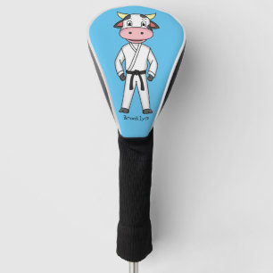 Cute cow in kung fu suit cartoon golf head cover
