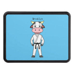 Cute cow in kung fu suit cartoon hitch cover