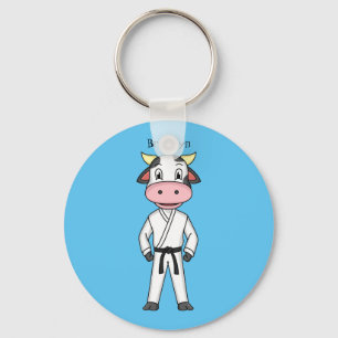 Cute cow in kung fu suit cartoon keychain