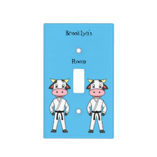 Cute cow in kung fu suit cartoon light switch cover