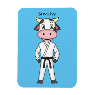 Cute cow in kung fu suit cartoon magnet