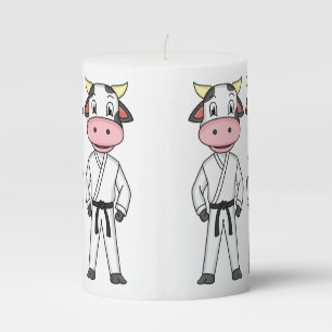 Cute cow in kung fu suit cartoon pillar candle
