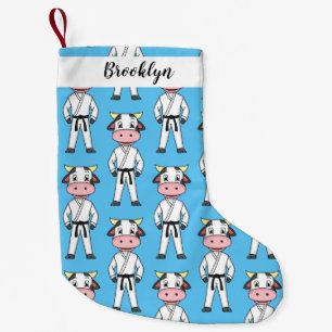 Cute cow in kung fu suit cartoon small christmas stocking