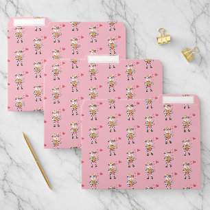 Cute cow in love pattern pink file folders