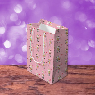 Cute cow in love pink Valentine's Day gift bag