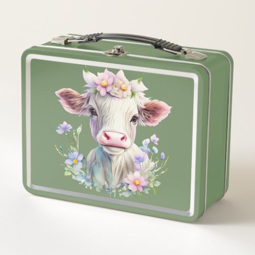 Cute Cow in The Sunny Day  Metal Lunch Box