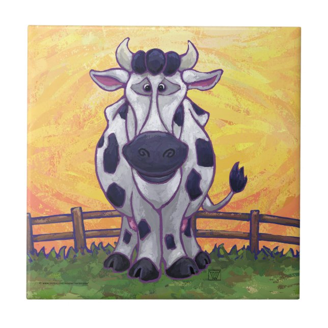 Cute Cow Kitchen Accessories Tile (Front)