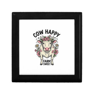 Cute Cow Lover Vintage Floral Farm Animal Art (3) Gift Box