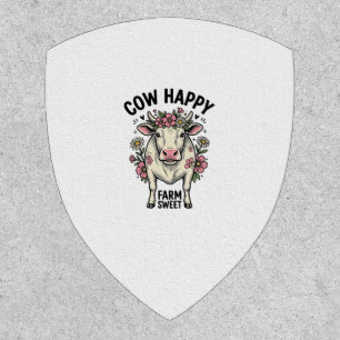 Cute Cow Lover Vintage Floral Farm Animal Art (3) Patch