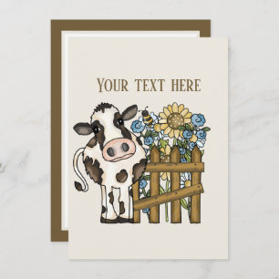 Cute cow lovers add message note card