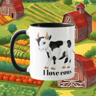 Cute cow lovers add monogram mug