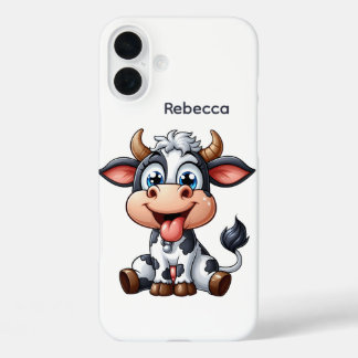 Cute cow lovers add name iPhone 16 plus case