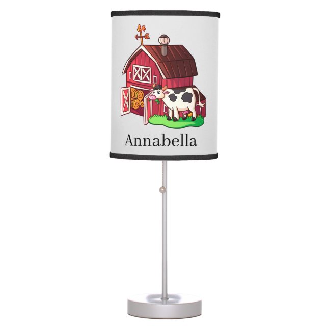 cute cow lovers add name table lamp (Front)