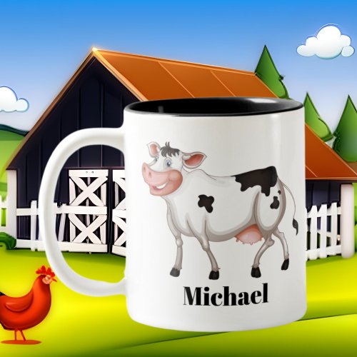 Cute cow lovers add name Two_Tone coffee mug