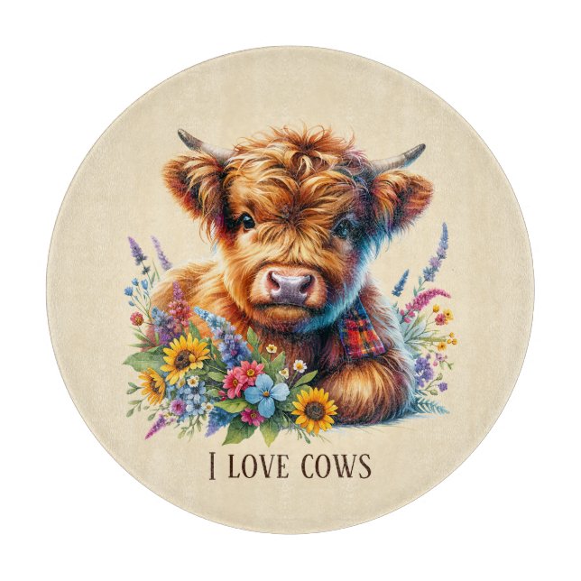 Cute cow lovers customizable cutting board (Front)