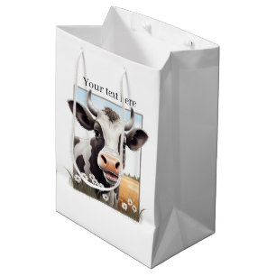 Cute cow lovers customizable medium gift bag