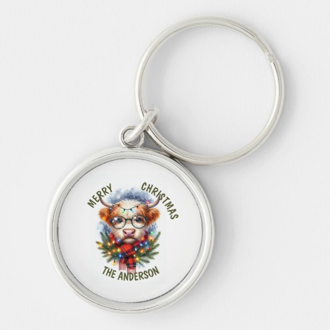 Cute Cow Merry christmas Keychain (Front)