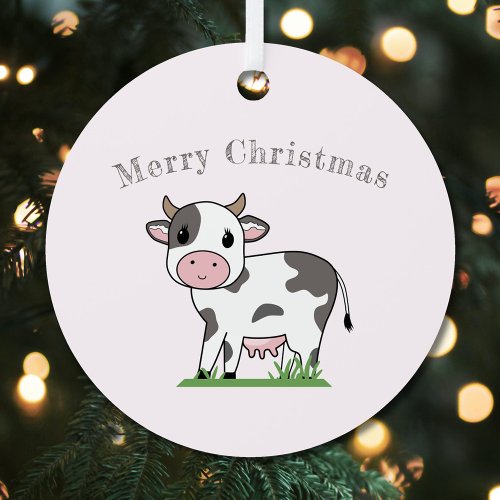 Cute Cow Merry Christmas Ornament